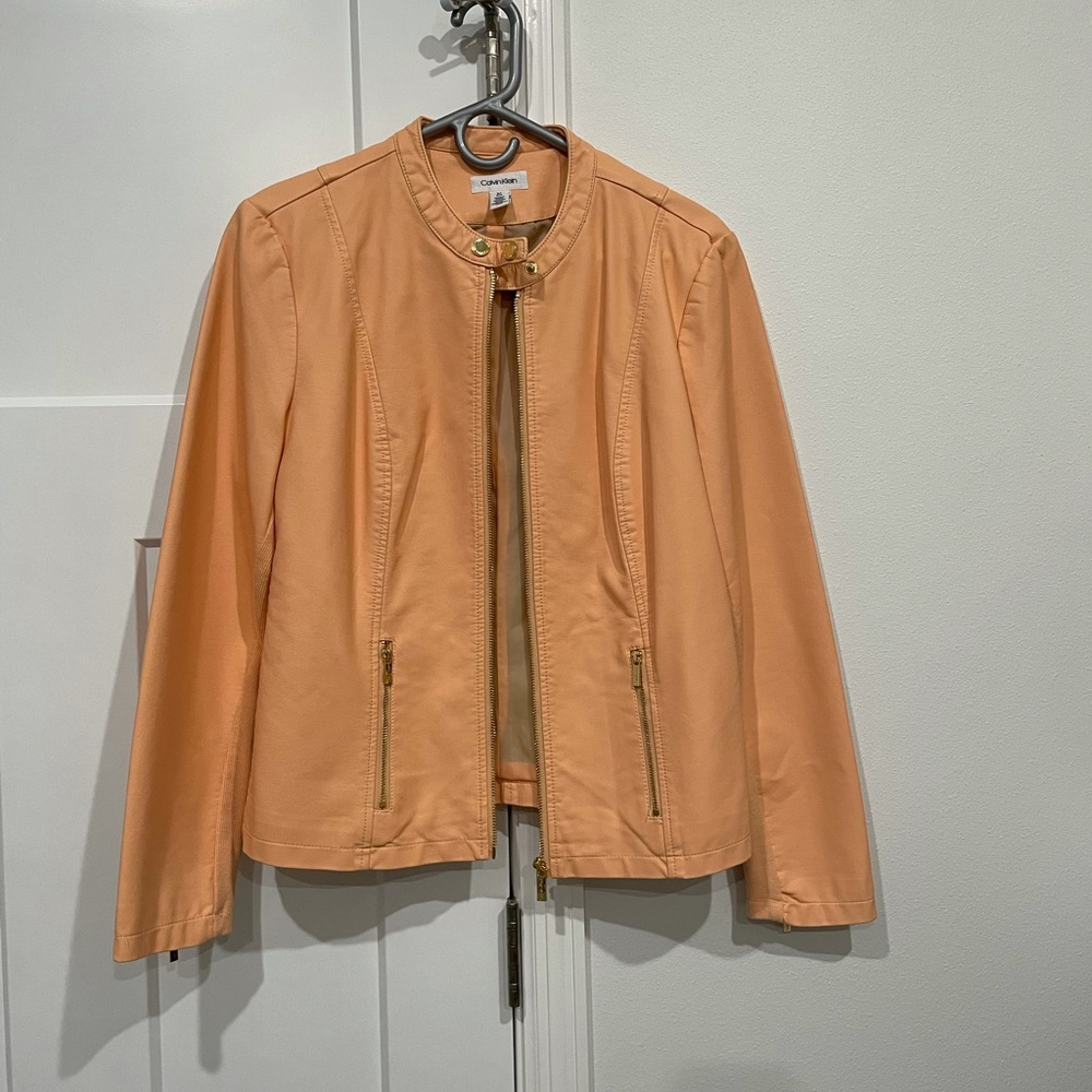 Calvin Klein Faux Leather Jacket Size Large